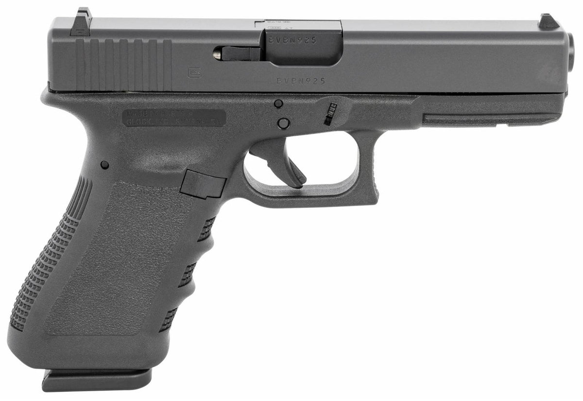 Glock PI1750203 G17 Gen 3 9mm Luger 4.49 17+1 Black Steel Slide Black Polymer Grip Fixed Sights