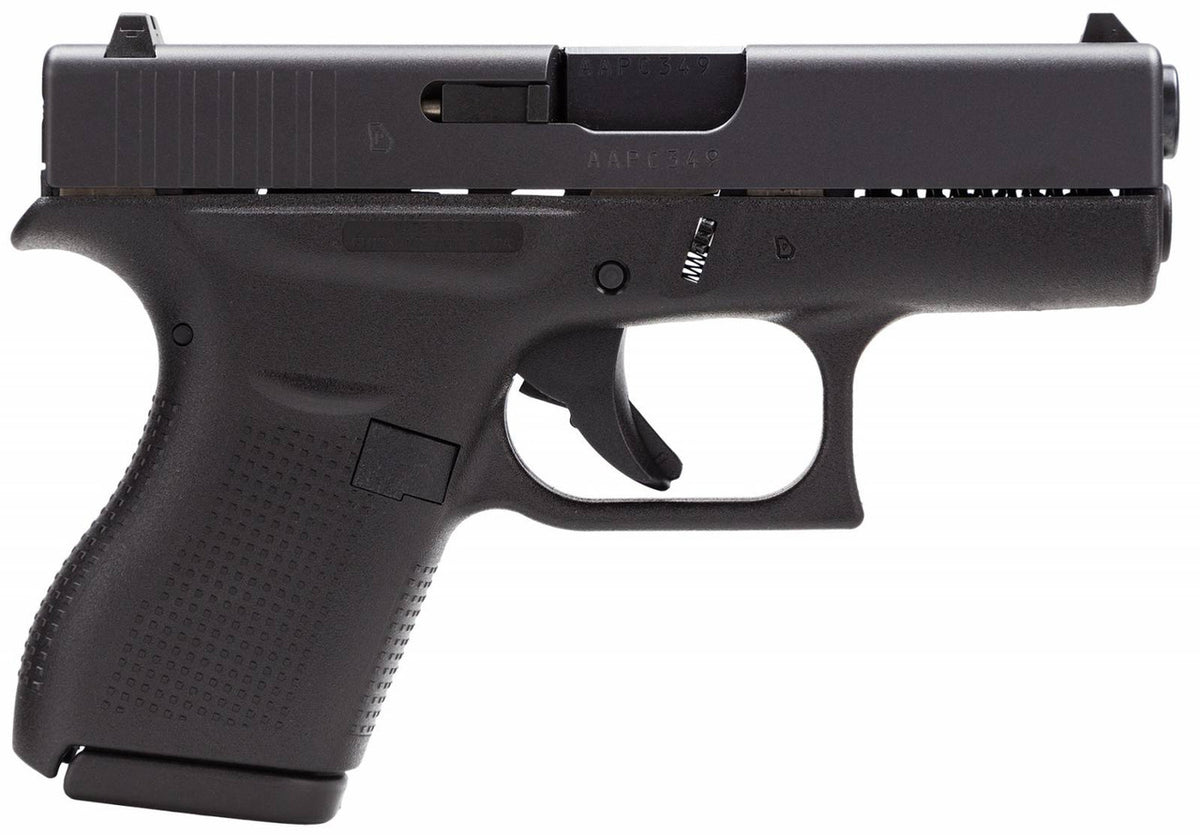 Glock UI4250201 G42 Gen3 Compact 380 ACP 3.25 6+1 Black Steel Slide Black Polymer Grip Fixed Sights
