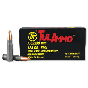 TulAmmo 7.62x39 FMJ 124GR Russian Mfg. Ammo 500rds