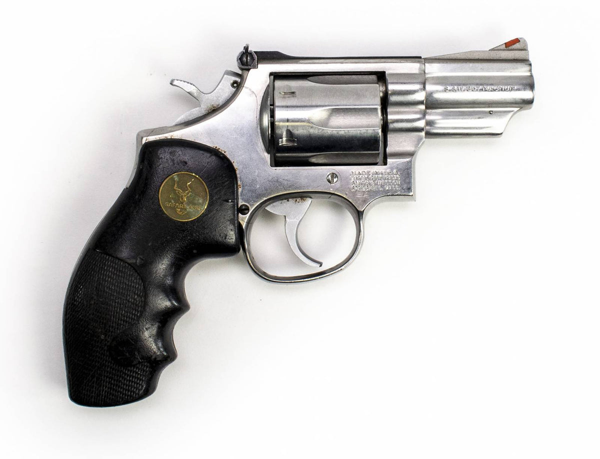 S&W 66-2 357 MAG 2.5 BARREL STAINLESS STEEL WOOD CHECKERED GRIPS DAMAGED SIGHT-USED