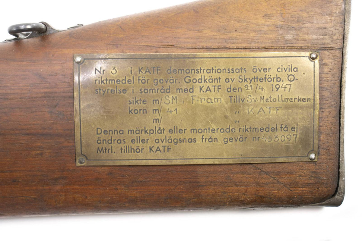 Original Swedish Mauser M96 Rifle Hardwood Stock w/Brass Info Plate