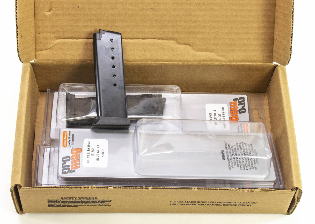 3 NEW PRO MAG K9/P9/E9 9MM 7RD BLUE STEEL MAGS
