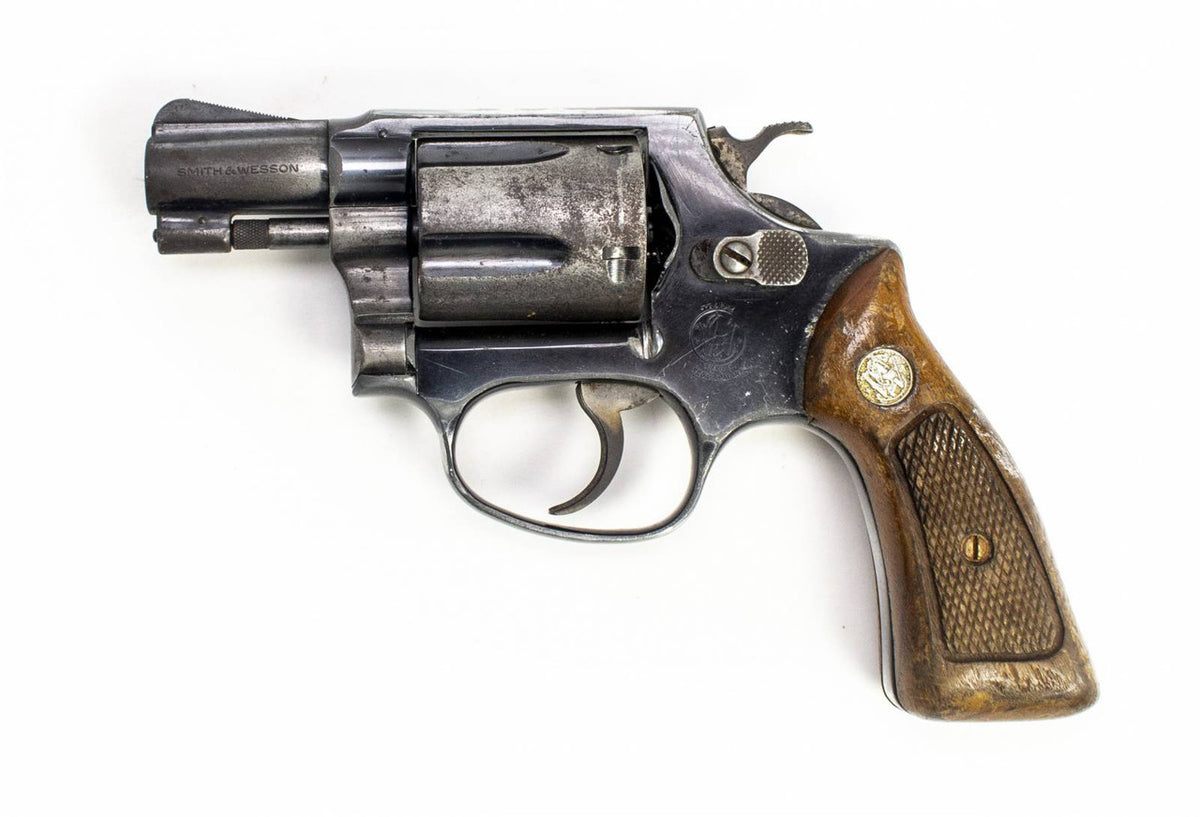 S&W 37 38 SPECIAL 2 BARREL REVOLVER AIRWEIGHT WOOD GRIPS-USED8899