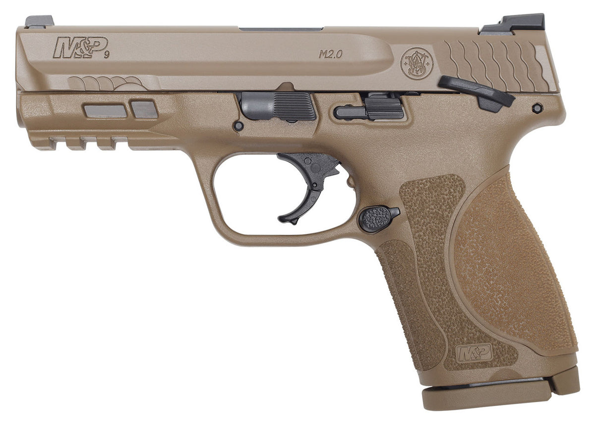 Smith & Wesson 12459 M&P M2.0 Compact 9mm Luger 4 15+1 Flat Dark Earth Thumb Safety