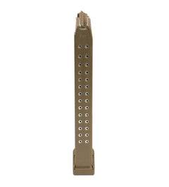 Glock Compatible 9mm 33rd FLAT DARK EARTH (FDE) Reinforced Steel Lined Polymer Magazine