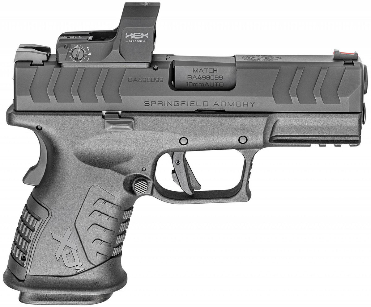 Springfield Armory XDME93810CBHCOSPD XD-M Elite Compact OSP 10mm Auto 3.80 11+1 Black Melonite Steel Slide/Barrel with Optic Cut Black Interchangeable Backstrap Grip Includes Hex Dragonfly Red Dot