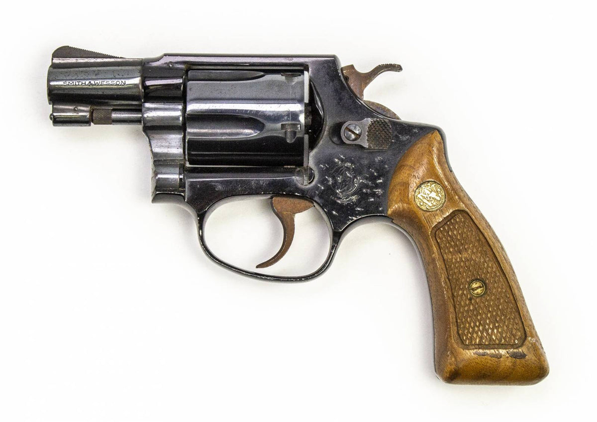 S&W 37 38 SPECIAL 2 BARREL REVOLVER AIRWEIGHT WOOD GRIPS-USED6657