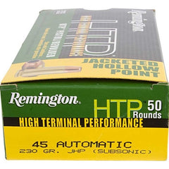 Remington Ammunition RTP45AP7 HTP  45 ACP 230 gr Jacketed Hollow Point (JHP) 50 Bx/ 10 Cs