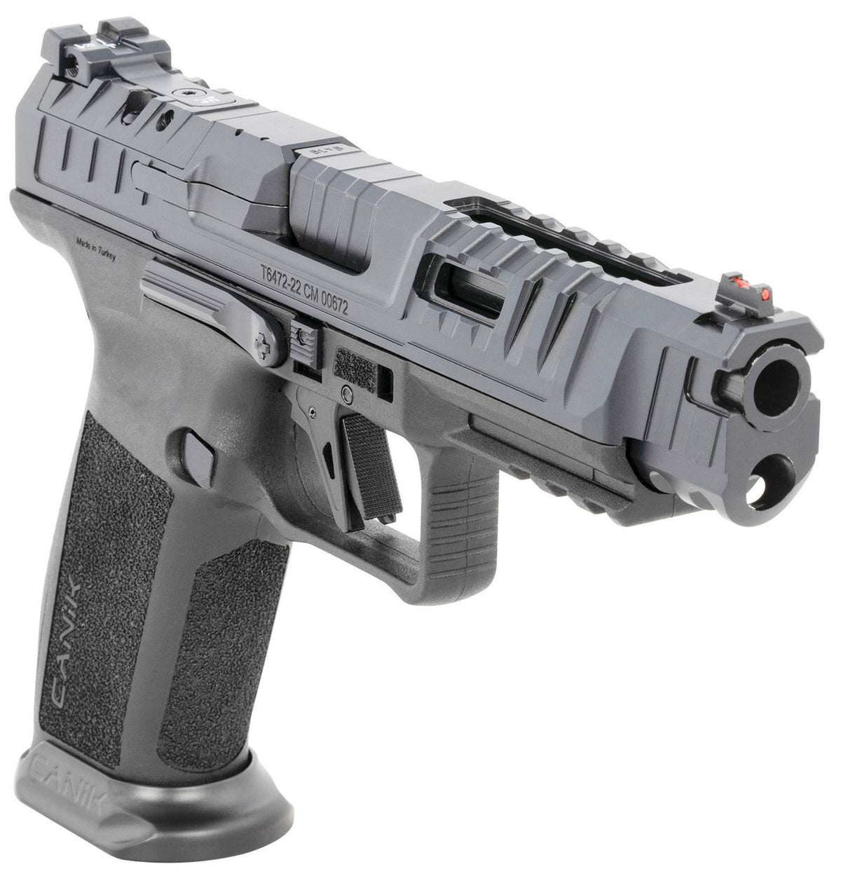 Canik HG6815N SFx Rival 9mm Luger Caliber with 5 Barrel, 18+1 Capacity, Overall Rival Dark Side Black Finish with Picatinny Rail Frame, Aggressive Serrated/Optic Cut, Ported Steel Slide & Interchangeable Backstrap Grip