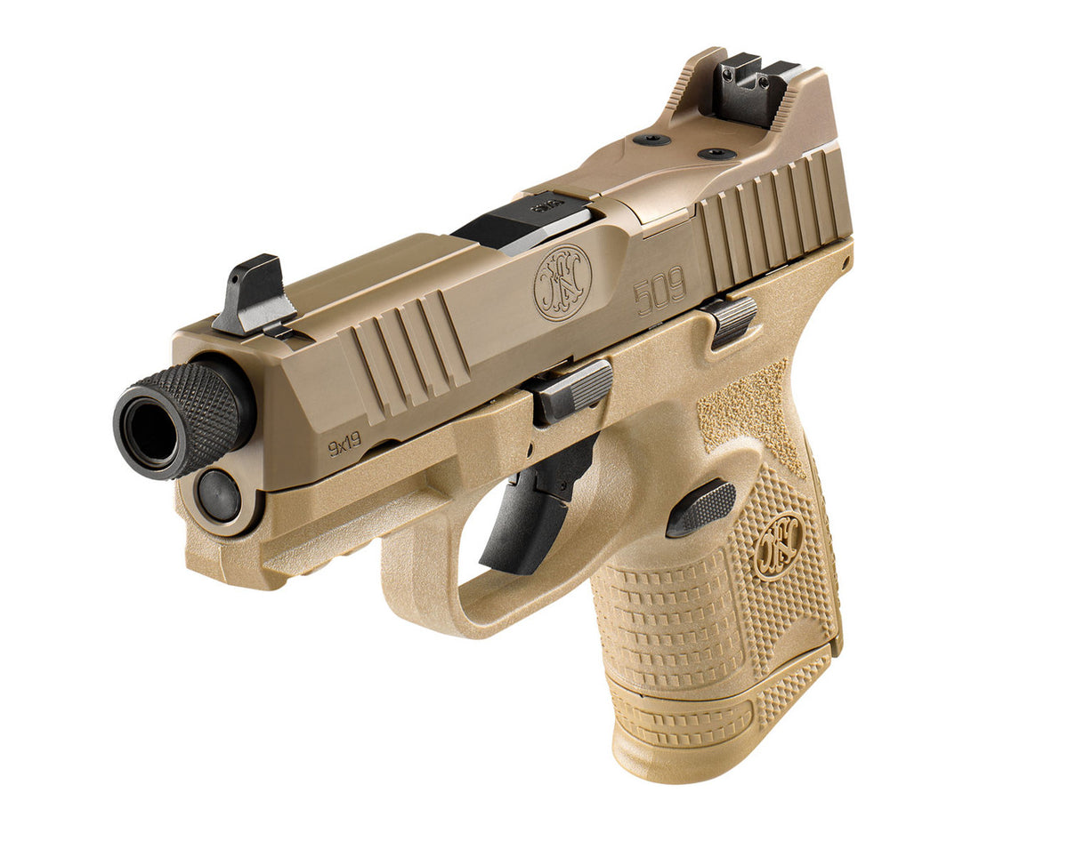 FN 66100780 509C Tactical 9mm Luger 4.32 Threaded 15+1,12+1,24+1 Flat Dark Earth Interchangeable Backstrap Grip