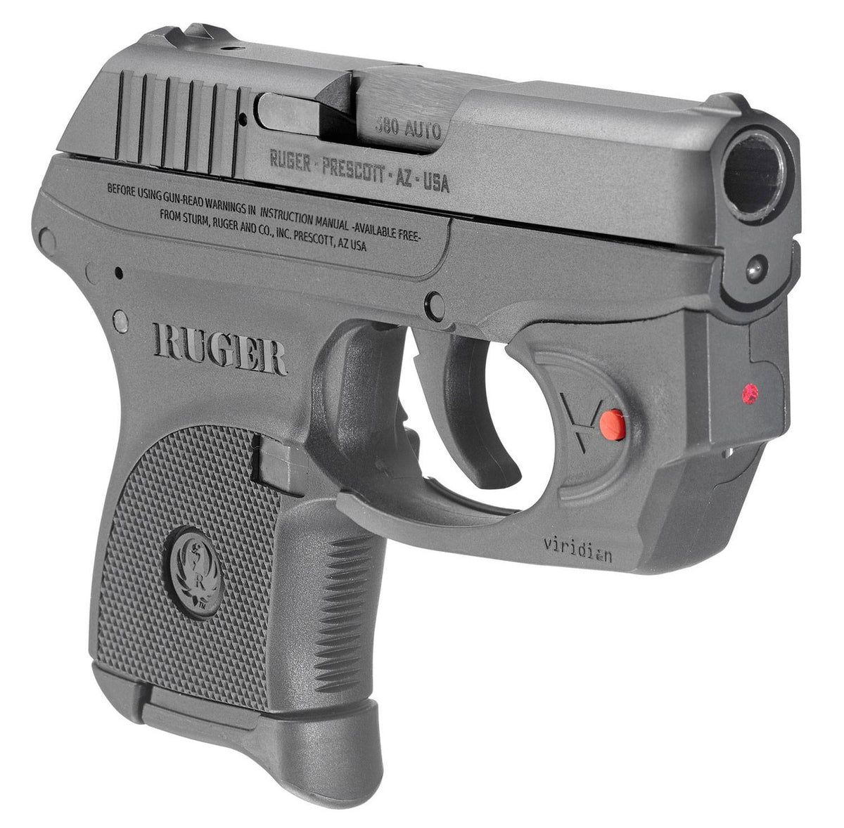 Ruger 3752 LCP  380 ACP 2.75 6+1 Black Frame Black Oxide Steel Slide Black Polymer Grip Vridian Red Laser