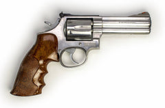 S&W 686-1 357 MAG 4 BARREL HARDWOOD GRIPS STAINLESS STEEL REVOLVER-USED