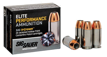 Sig Sauer E380A120 Elite V-Crown  380 ACP 90 gr Jacketed Hollow Point (JHP) 20 Bx/ 10 Cs