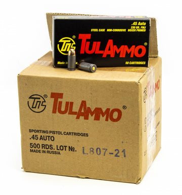 TulAmmo 45 ACP FMJ 230GR Russian Mfg. Ammo 500rds