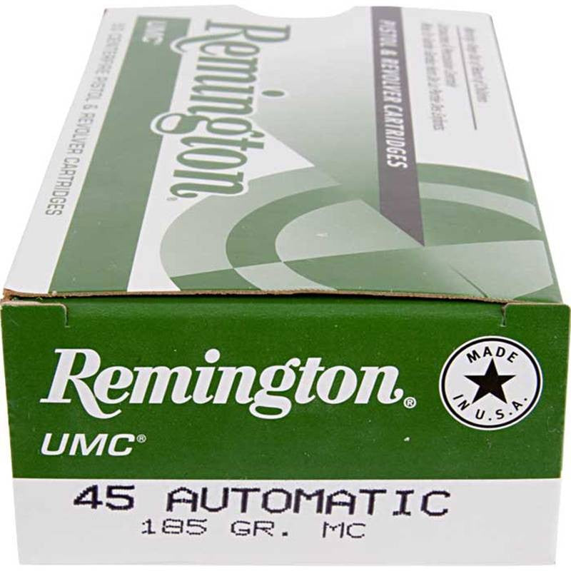 Remington Ammunition L45AP1 UMC  45 ACP 185 gr Metal Case (FMJ) 50 Bx/ 10 Cs