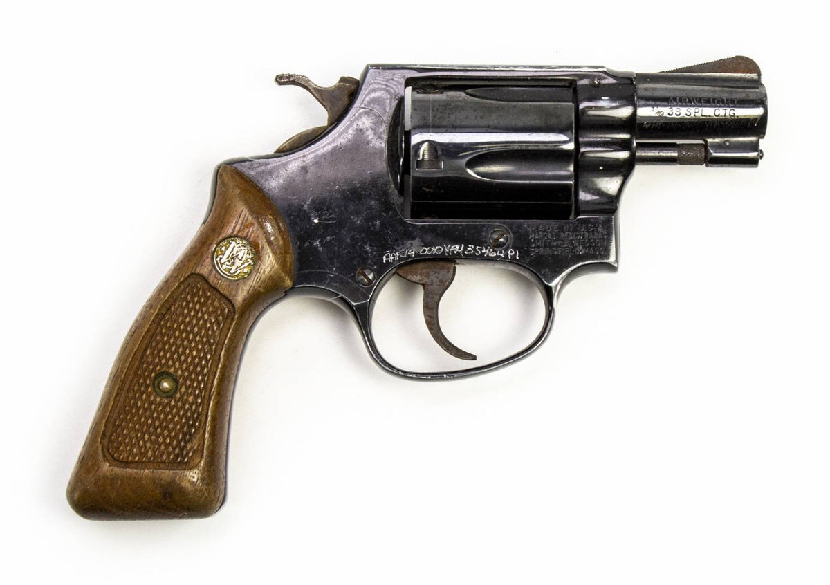 S&W 37 38 SPECIAL 2 BARREL REVOLVER AIRWEIGHT WOOD GRIPS-USED8731