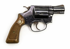 S&W 37 38 SPECIAL 2 BARREL REVOLVER AIRWEIGHT WOOD GRIPS-USED8731