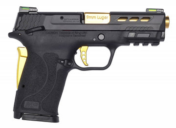 Smith & Wesson 13227 M&P Shield EZ Performance Center 9mm Luger 3.83 8+1 Matte Black Black Polymer Grip Manual Thumb Safety Gold Titanium Coated Ported Barrel