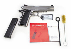 SDS Imports 1911DSS45R 1911 A1 Duty with Rail 45 ACP 5 8+1 Stainless Steel Black Polymer Grip
