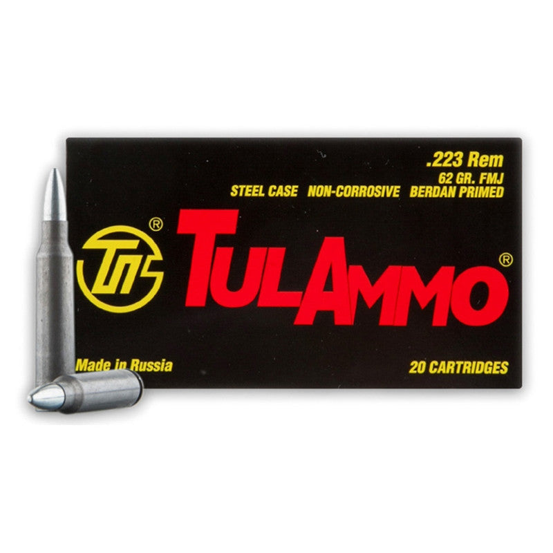 TulAmmo .223 FMJ 62GR Russian Mfg. Ammo 500rds