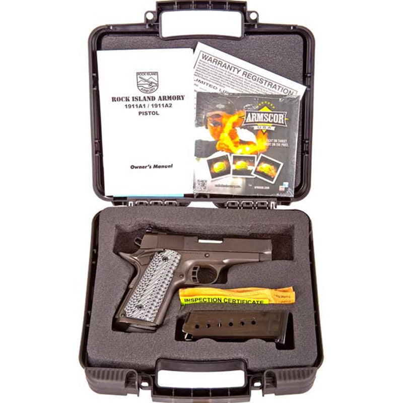 Rock Island 45 ACP 3.50 7+1 51479 Rock Ultra CS Black Parkerized Gray G10 Grip