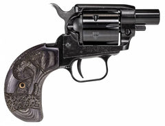 Heritage Mfg BK22B1BHWBRN2 Barkeep Boot 22 LR 6rd 1.68 Overall Black Steel with Custom Wood Burnt Snake Grips