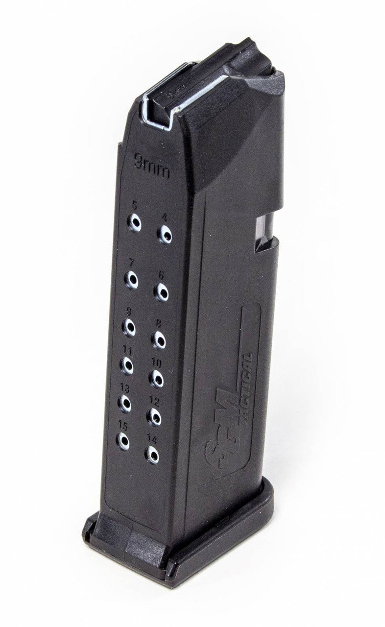 SGM Tactical 9mm 15rd Magazine for Glock 19-26 Pistols