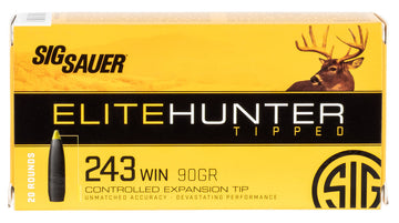 Sig Sauer E243TH220 Elite Hunter Tipped  243 Win 90 gr Controlled Expansion Tip 20 Bx/ 10 Cs