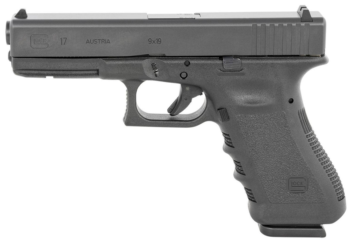 Glock PI1750203 G17 Gen 3 9mm Luger 4.49 17+1 Black Steel Slide Black Polymer Grip Fixed Sights