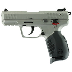 Ruger 3630 SR22 22 LR 3.50 10+1 Savage Silver Cerakote Slide Black Rubber Grip