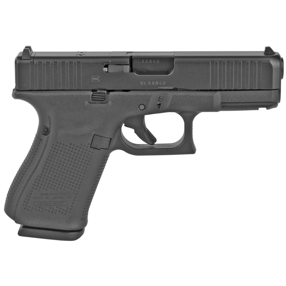 Glock PA235S203MOS G23 Gen5 Compact MOS 40 S&W 4.02 12+1 Black nDLC Steel w/Front Serrations Slide Black Rough Texture Interchangeable Backstraps Grip Fixed Sights