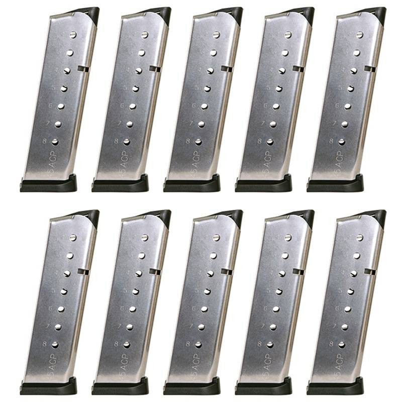 1911 .45 ACP 8rd Magazines Stainless Steel - Korean Mfg. - 10-PACK