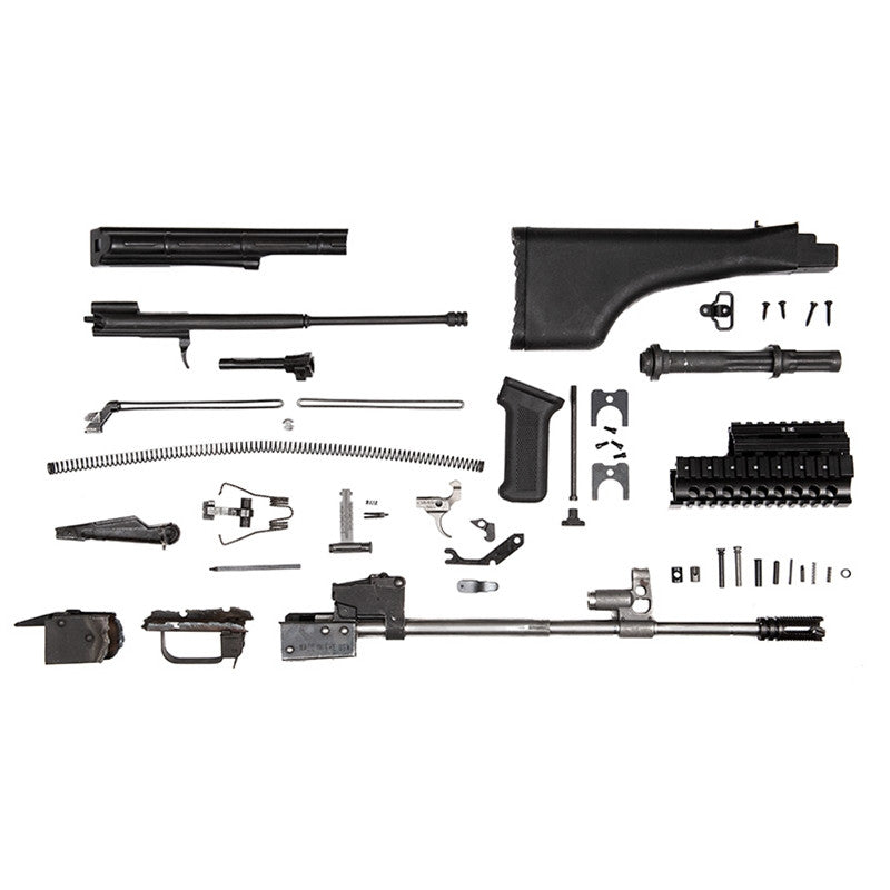 AK-47 7.62x39mm Parts Kit with Combo Front Sight/Gas Block, Black Polymer Stock and Quad Rail Handguard