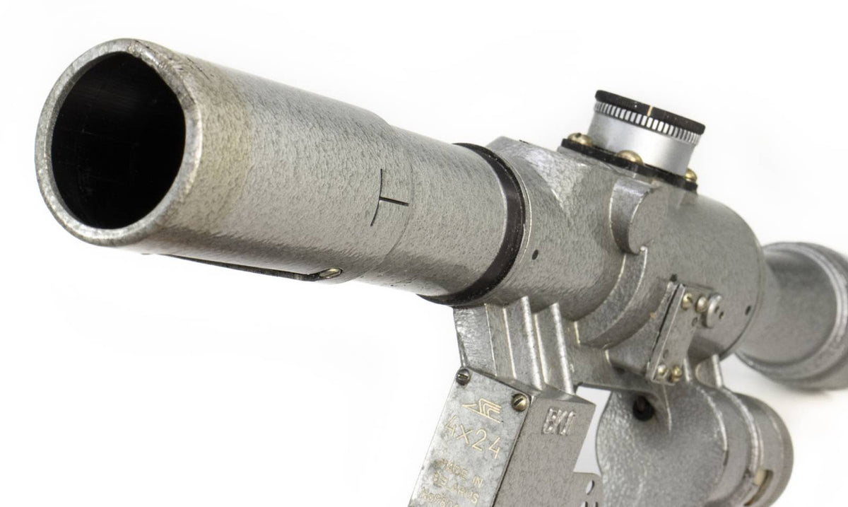 SVD Dragunov Scope 4x24 POSP - 1000m Range Finding Reticule Calibrated For 1.7m Height - Red Illuminated Reticle