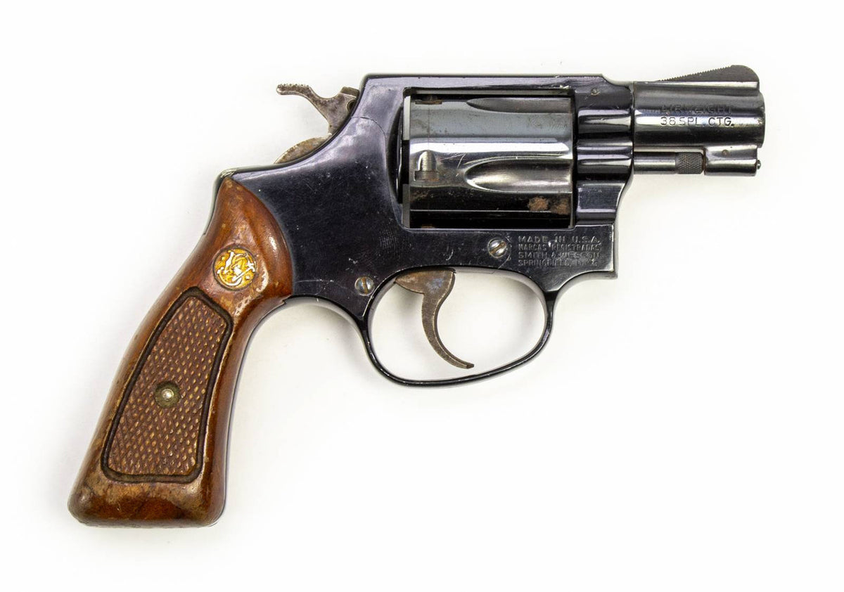 S&W 37 38 SPECIAL 2 BARREL REVOLVER AIRWEIGHT WOOD GRIPS-USED2010