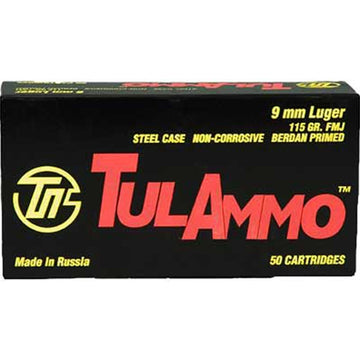 Tulammo TA919150 Handgun  9mm Luger 115 gr Full Metal Jacket (FMJ) 50 Bx/ 20 Cs
