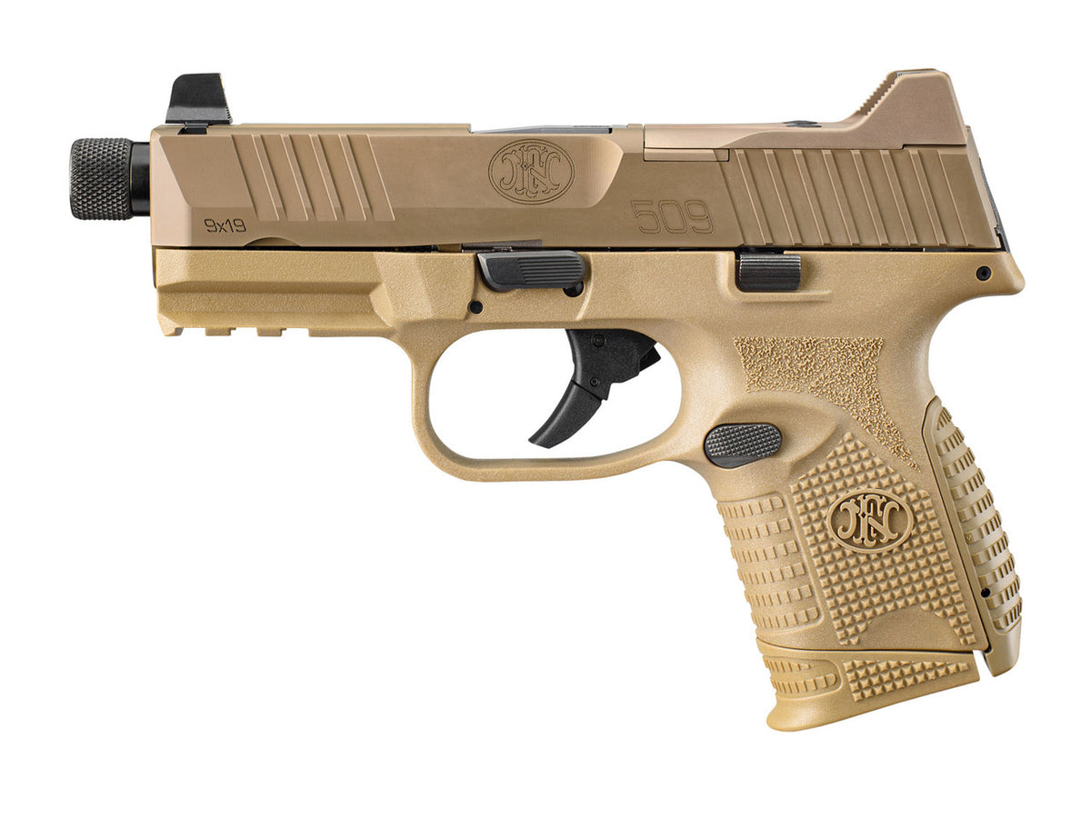 FN 66100780 509C Tactical 9mm Luger 4.32 Threaded 15+1,12+1,24+1 Flat Dark Earth Interchangeable Backstrap Grip