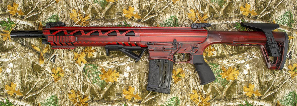 Monastor 102, 12ga Battle Worn Red Semi Auto Shotgun