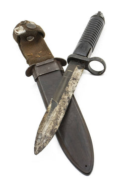 G3 Bayonet and Scabbard - 12 Groove Early Straight Handle - Fair - Cracked, Chipped, etc.