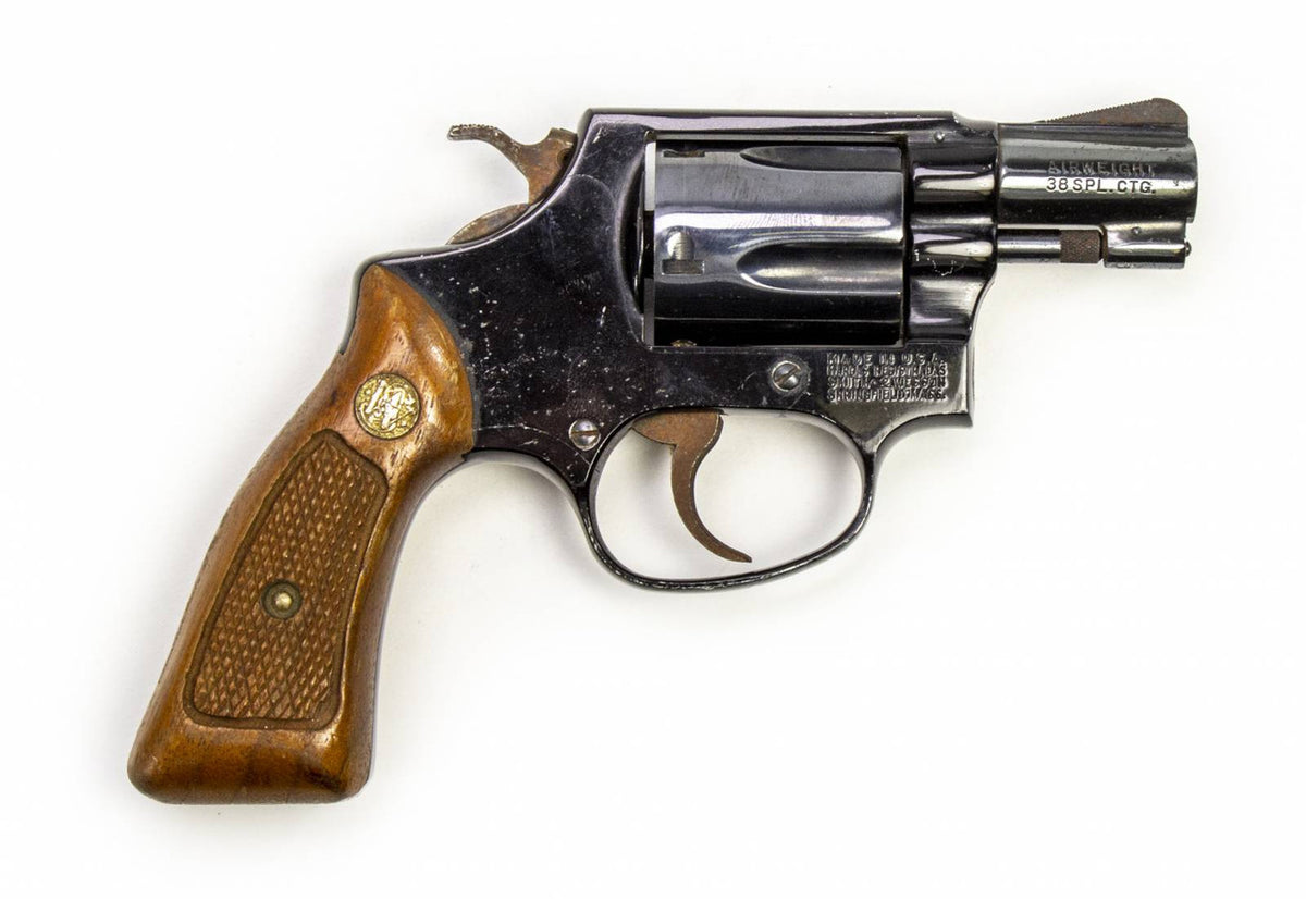 S&W 37 38 SPECIAL 2 BARREL REVOLVER AIRWEIGHT WOOD GRIPS-USED6657