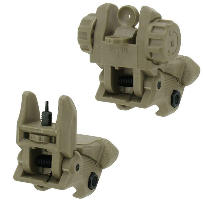 AR-15 Tan Polymer Flip-up Front and Rear Sight