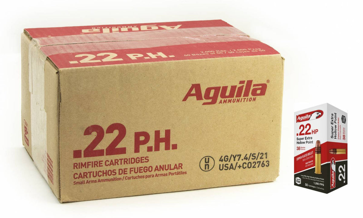 AGUILA AMMO .22LR CASE LOT HIGH VEL. 38GR LDRN 2000RD CASE HOLLOW POINT 1B220335