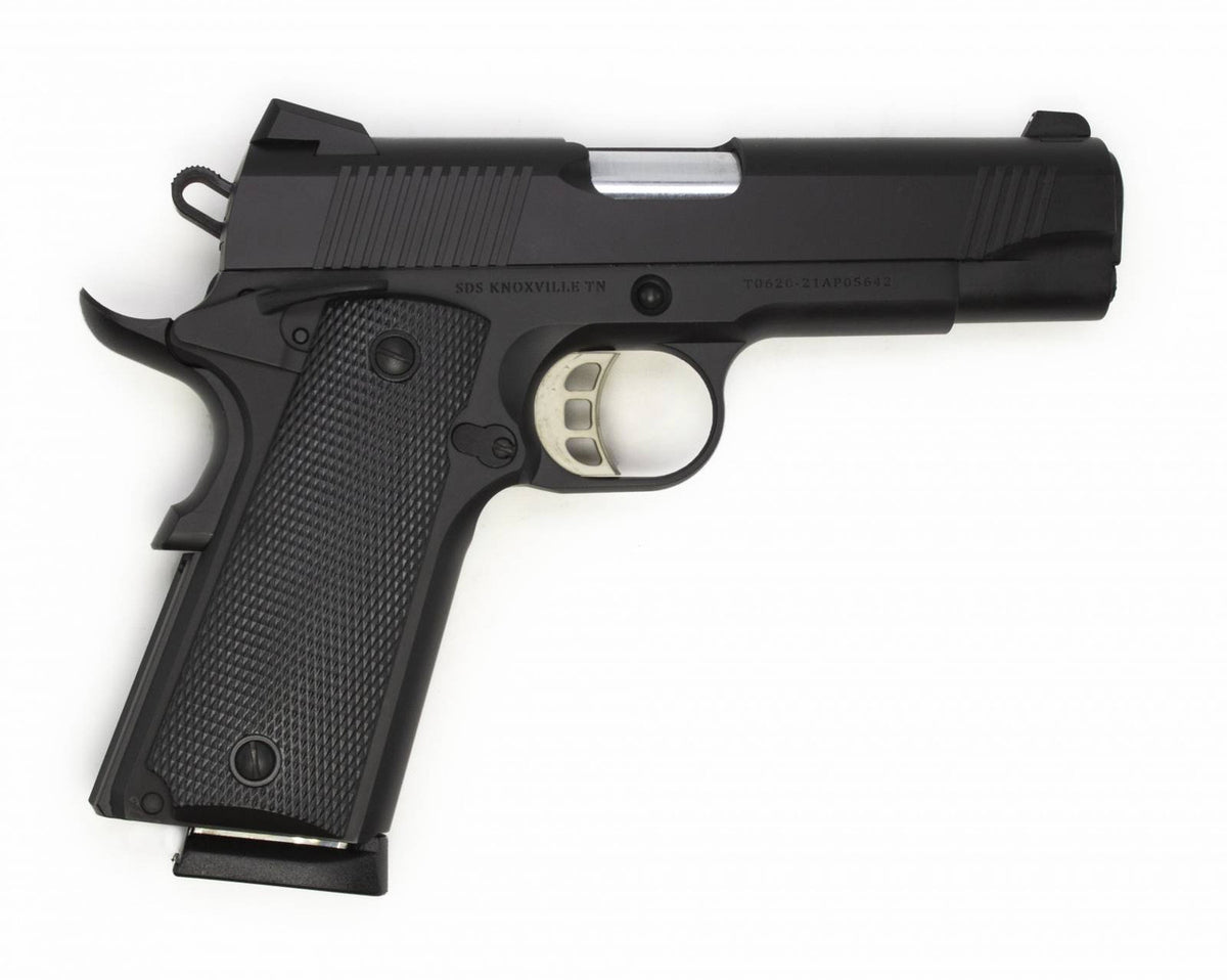 SDS Imports 45 ACP 4.25 8+1 1911 Carry Black Cerakote Steel Slide Black Polymer Grip