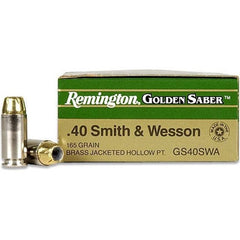 Remington Ammunition GS40SWA Golden Saber  40 S&W 165 gr Brass Jacket Hollow Point (BJHP) 25 Bx/ 20 Cs