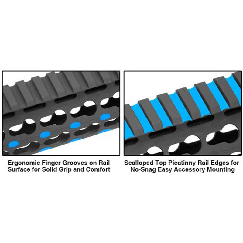 UTG Pro MTU019SSK Pro Slim Rail KeyMod AR-15 Black Hardcoat Anodized Aluminum 15 Picatinny