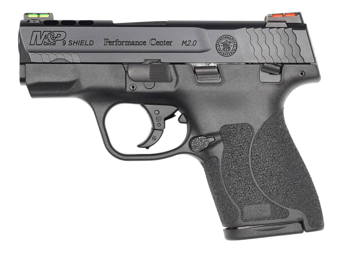 Smith & Wesson 11867 M&P Performance Center M2.0 9mm Luger 3.10 8+1 & 7+1 Black Armornite Stainless Steel Black Polymer Grip Manual Safety HI VIZ Fiber Optic Sights
