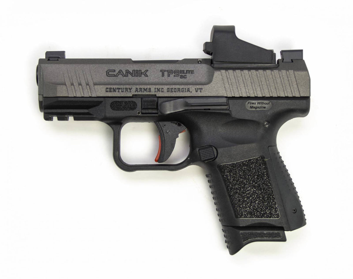 Canik TP9 Elite 9mm Luger 3.60 12+1 Black Tungsten Gray Cerakote Steel Slide Black Interchangeable Backstrap Grip with Shield SMS2 Optic