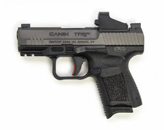 Canik TP9 Elite 9mm Luger 3.60 12+1 Black Tungsten Gray Cerakote Steel Slide Black Interchangeable Backstrap Grip with Shield SMS2 Optic