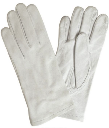 GERMAN WHITE LEATHER GLOVES USED - X-LARGE