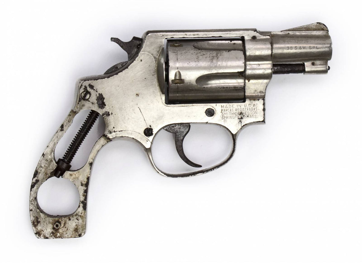 S&W 36 38 SPECIAL 2 BARREL NICKEL FIXED SIGHT SQUARE BUTT6773